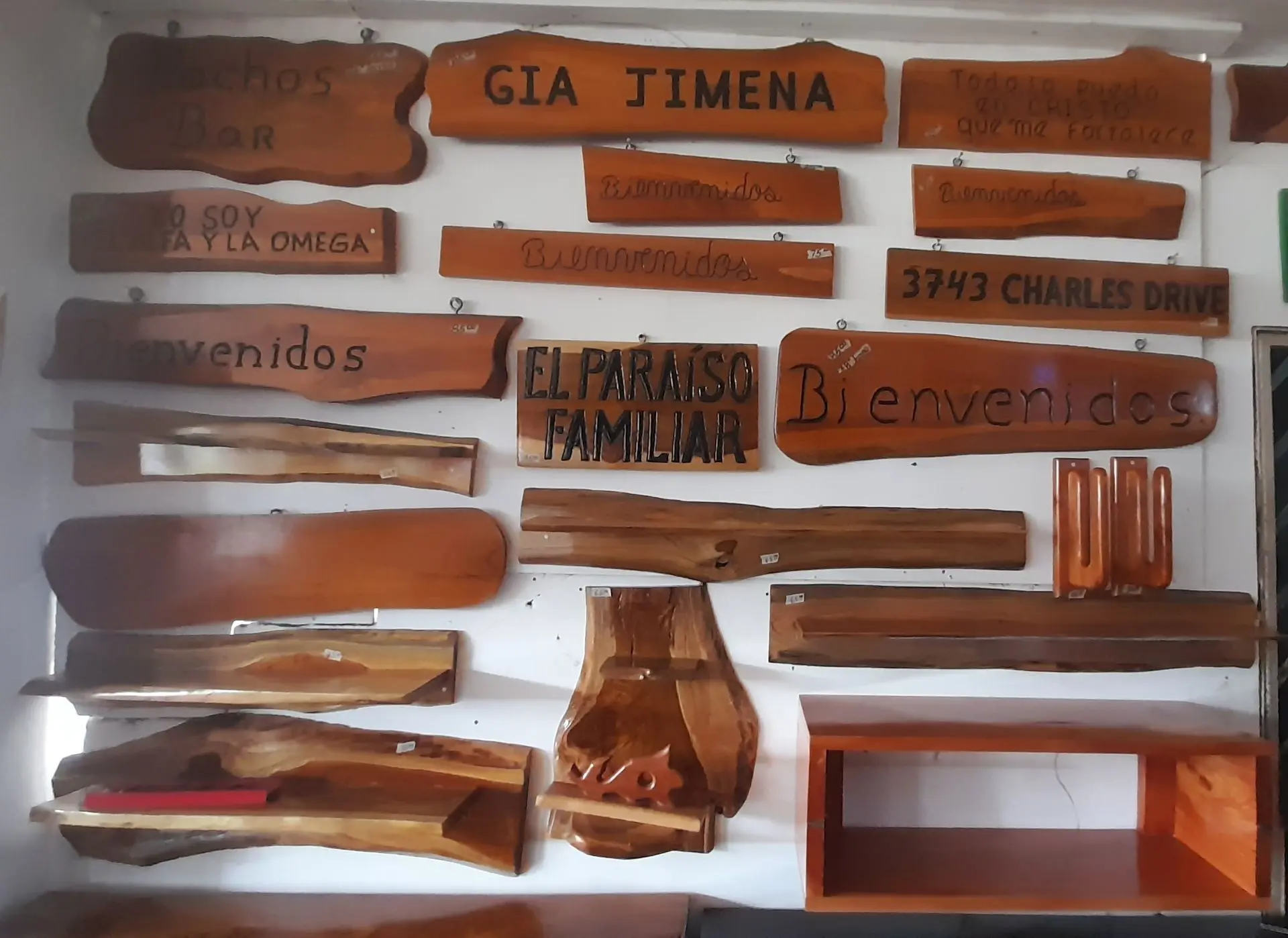 Wooden signs with custom messages